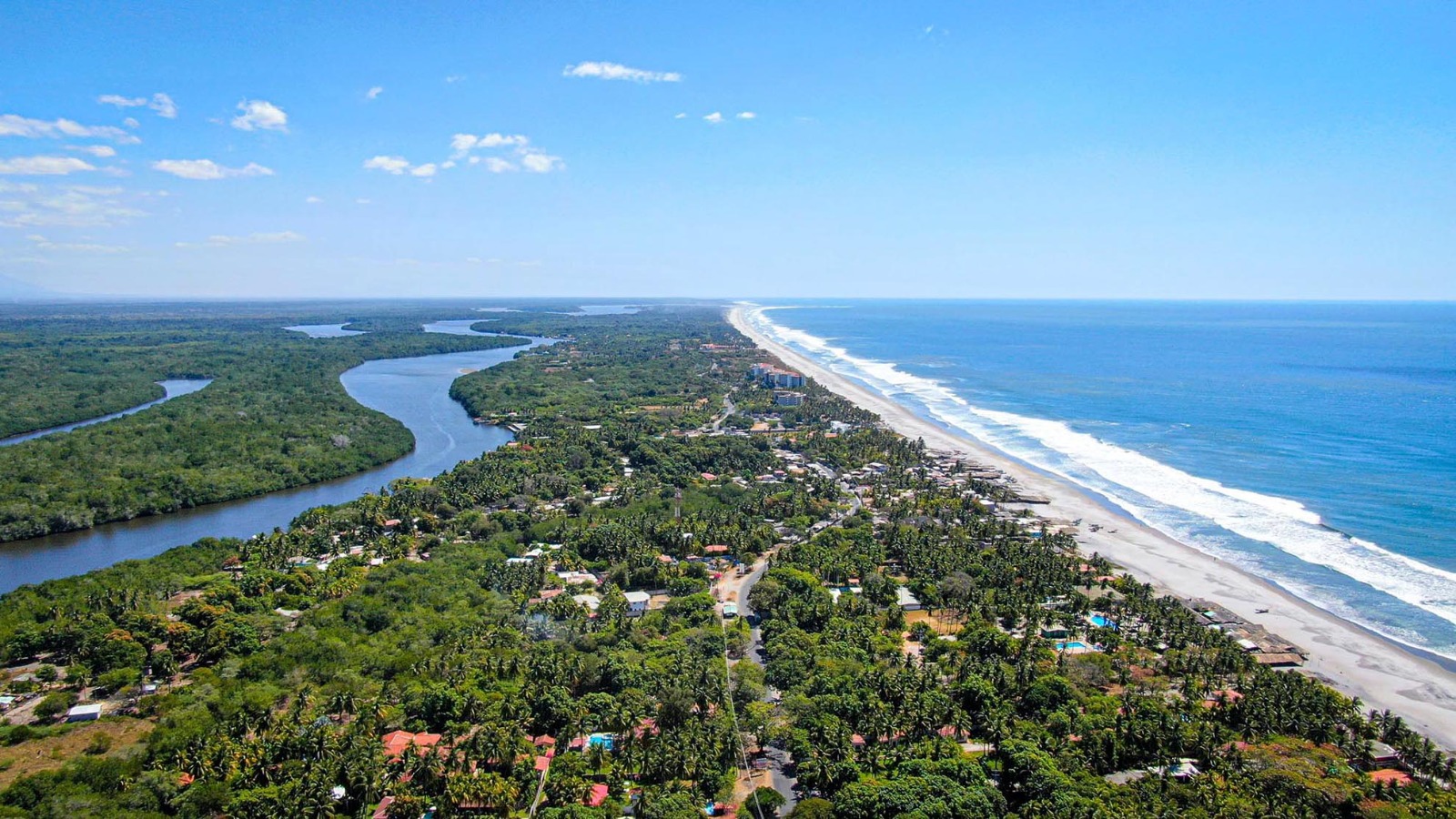 Aerial view of the Pacific coastline